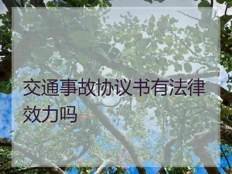 交通事故协议书有法律效力吗