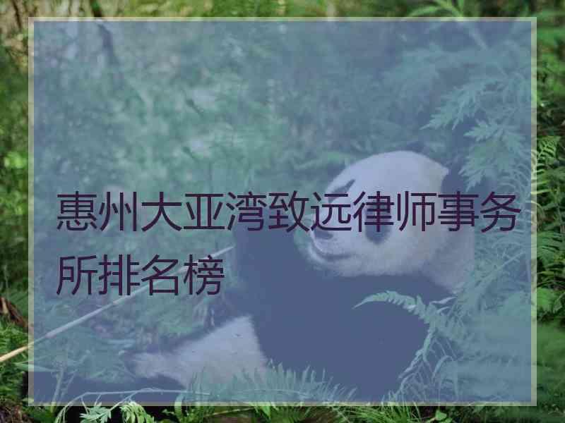 惠州大亚湾致远律师事务所排名榜