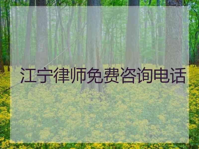 江宁律师免费咨询电话