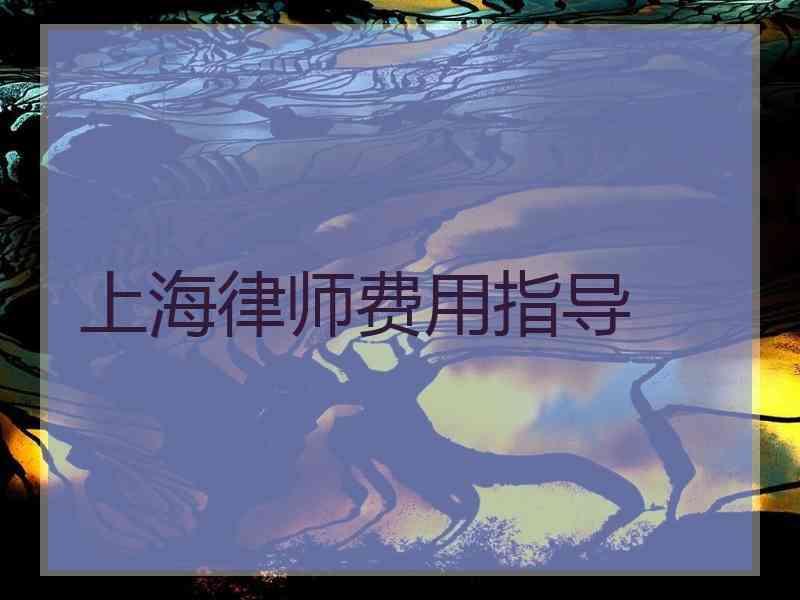 上海律师费用指导