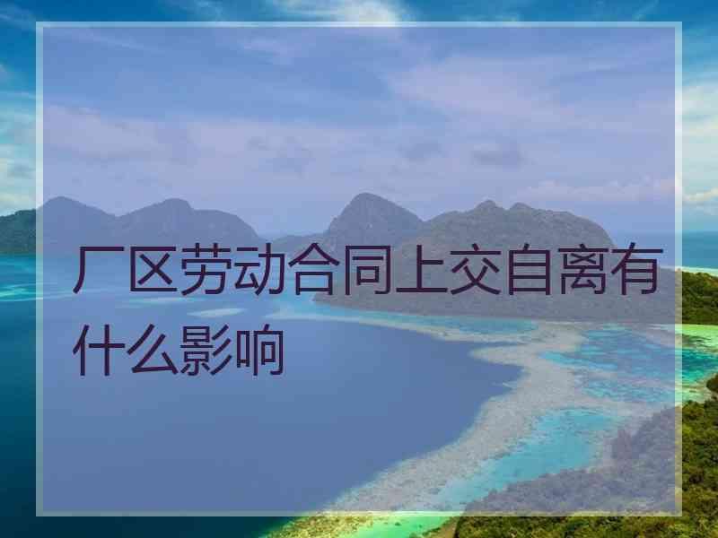 厂区劳动合同上交自离有什么影响