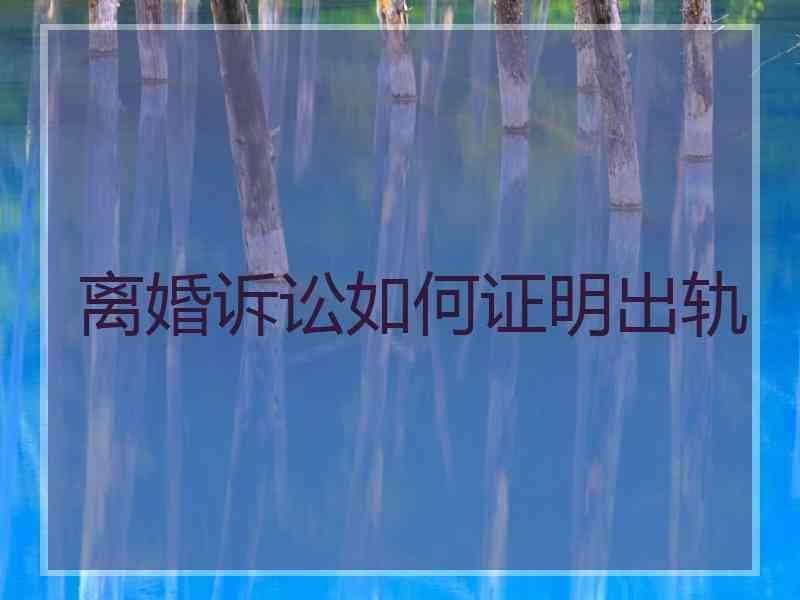 离婚诉讼如何证明出轨