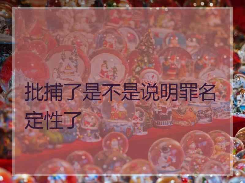 批捕了是不是说明罪名定性了