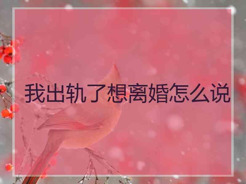 我出轨了想离婚怎么说