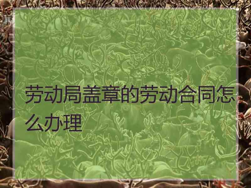 劳动局盖章的劳动合同怎么办理