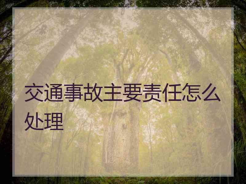 交通事故主要责任怎么处理