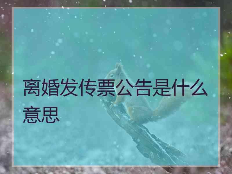 离婚发传票公告是什么意思