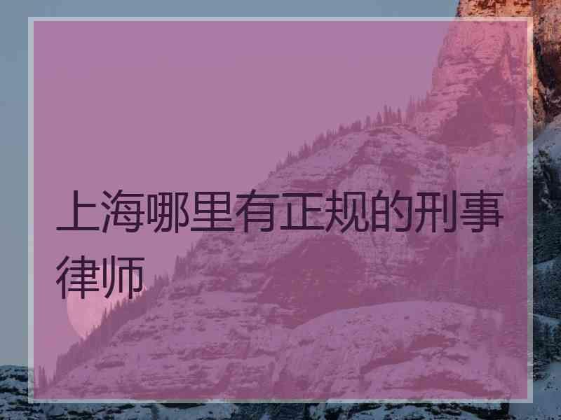 上海哪里有正规的刑事律师