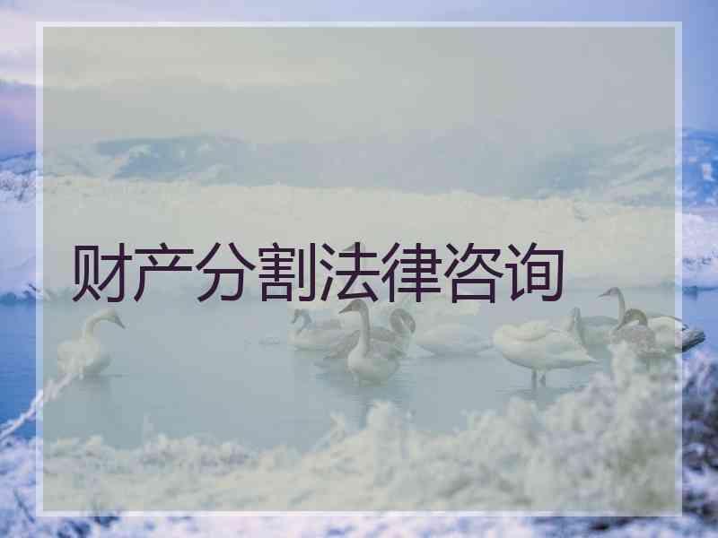 财产分割法律咨询