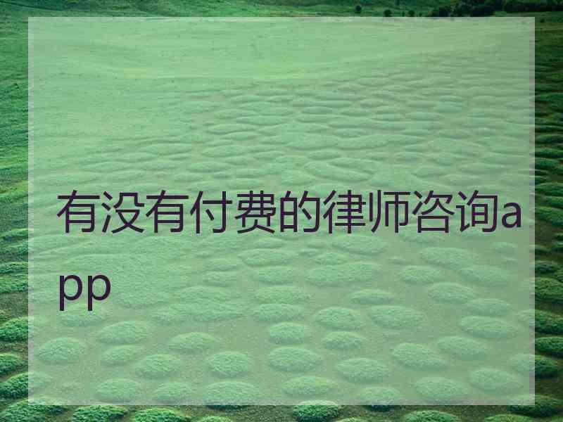 有没有付费的律师咨询app