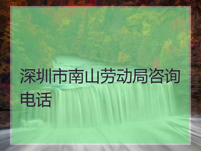 深圳市南山劳动局咨询电话