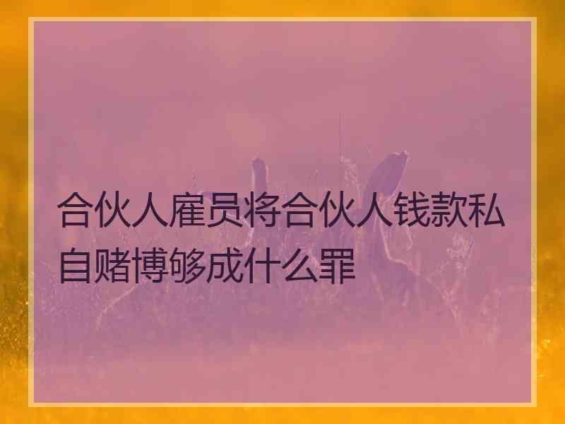 合伙人雇员将合伙人钱款私自赌博够成什么罪