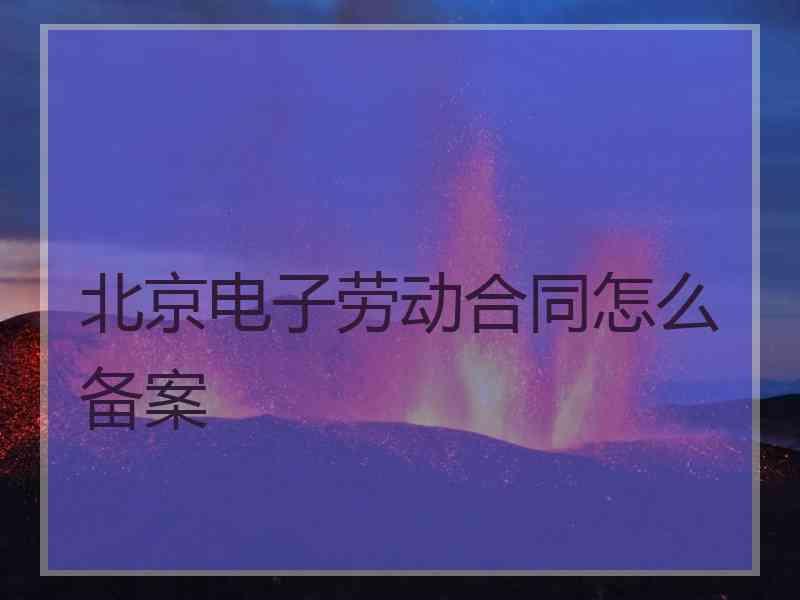 北京电子劳动合同怎么备案