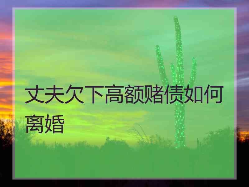 丈夫欠下高额赌债如何离婚