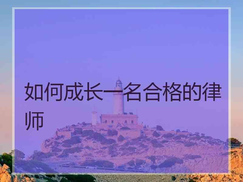 如何成长一名合格的律师