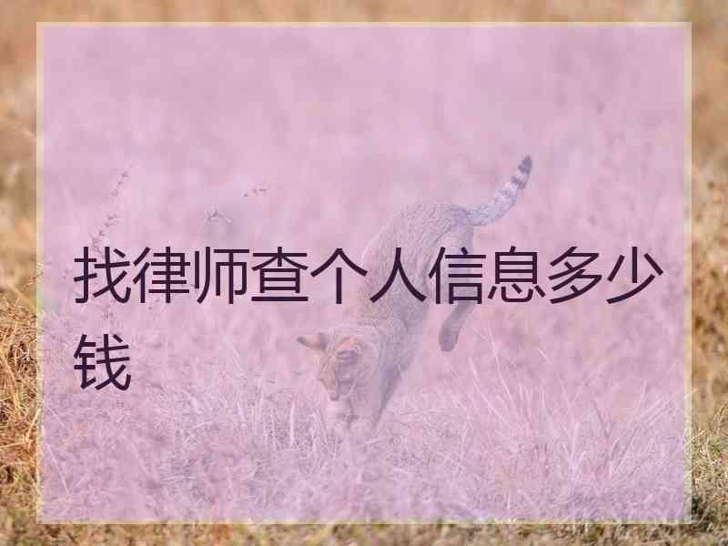 找律师查个人信息多少钱