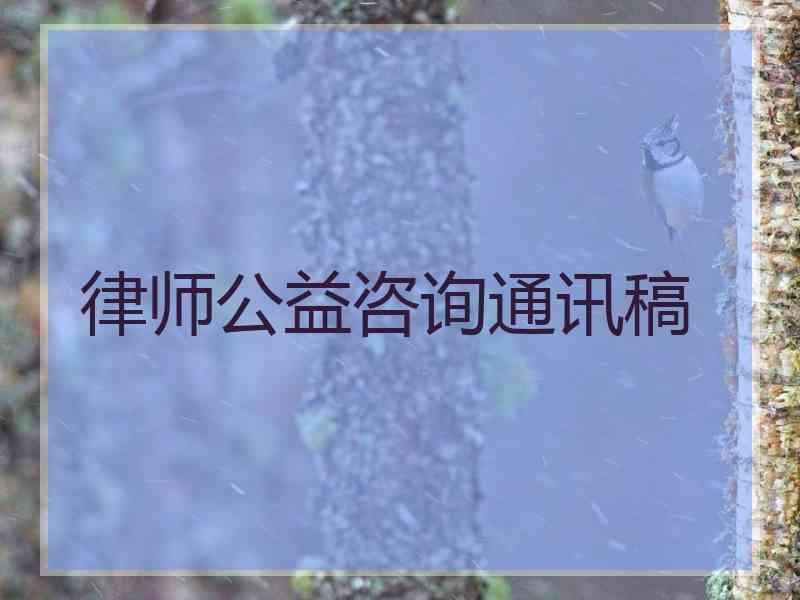 律师公益咨询通讯稿