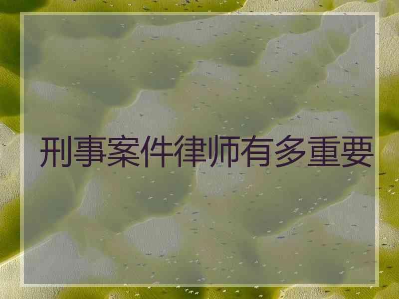 刑事案件律师有多重要