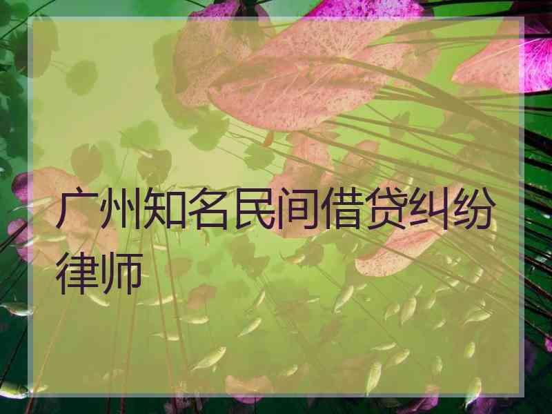 广州知名民间借贷纠纷律师