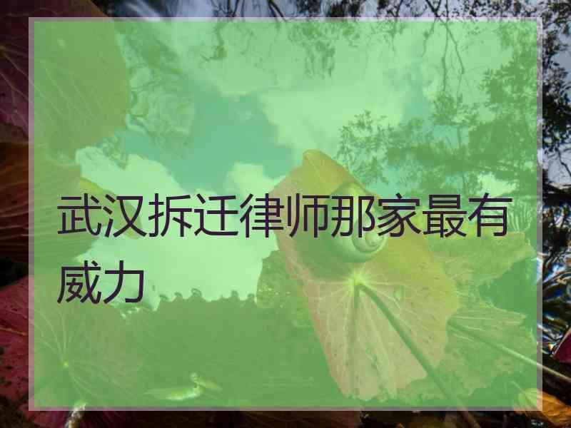 武汉拆迁律师那家最有威力