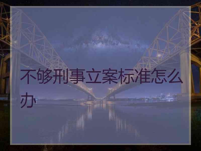 不够刑事立案标准怎么办