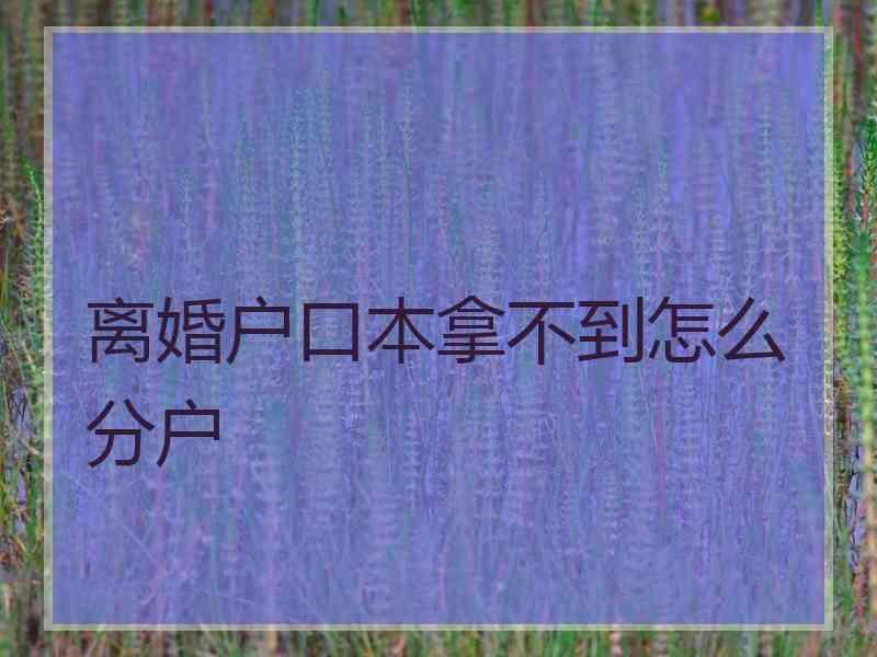 离婚户口本拿不到怎么分户