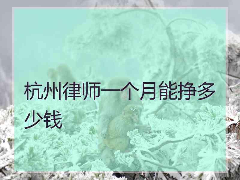 杭州律师一个月能挣多少钱