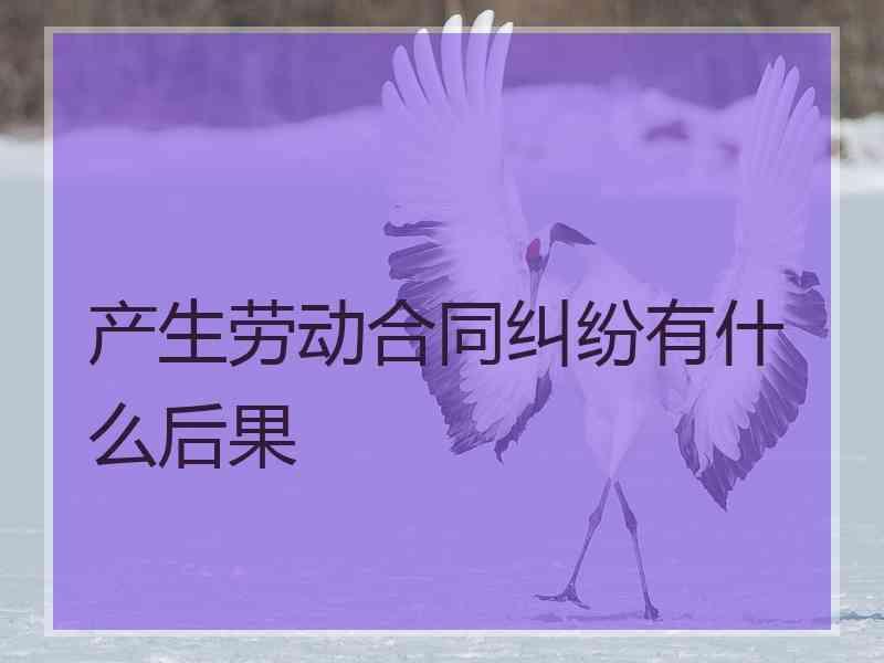 产生劳动合同纠纷有什么后果