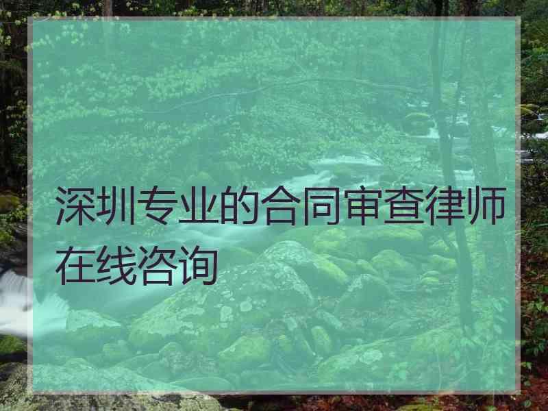 深圳专业的合同审查律师在线咨询