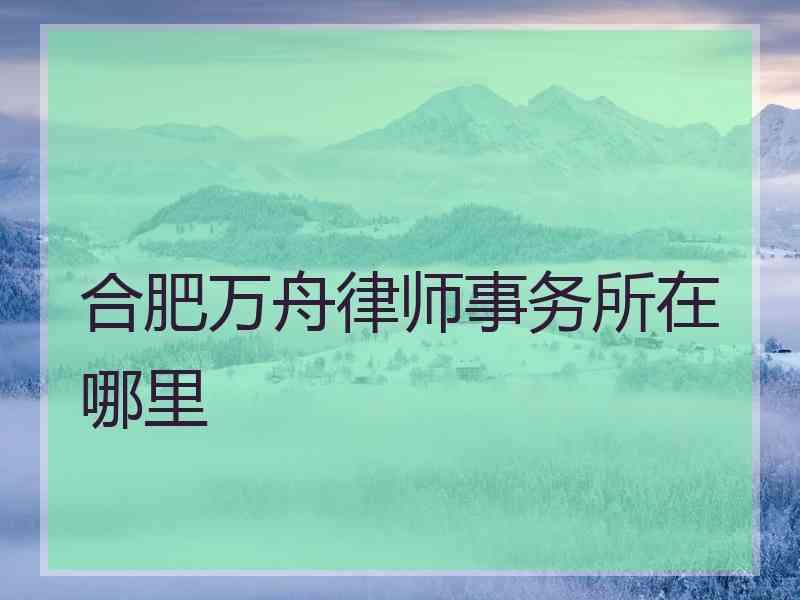 合肥万舟律师事务所在哪里