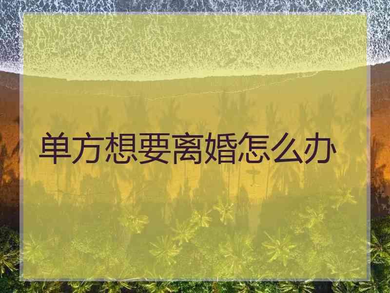 单方想要离婚怎么办