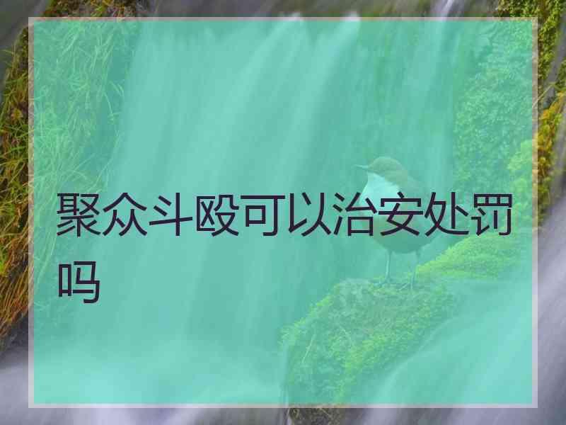 聚众斗殴可以治安处罚吗