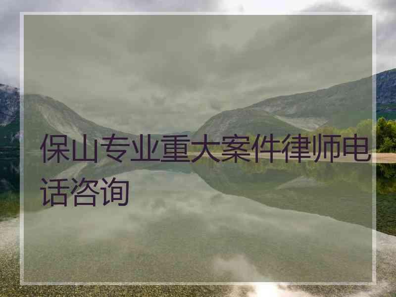 保山专业重大案件律师电话咨询