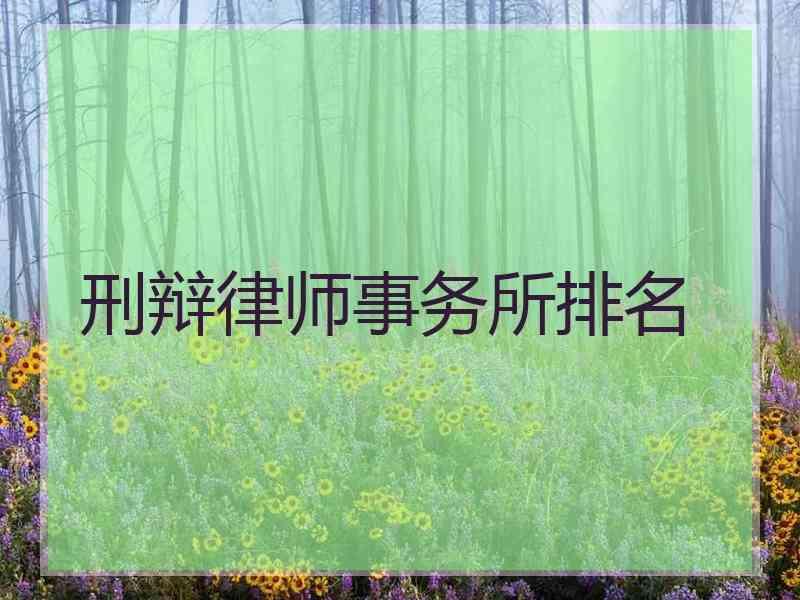 刑辩律师事务所排名