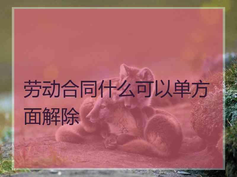 劳动合同什么可以单方面解除