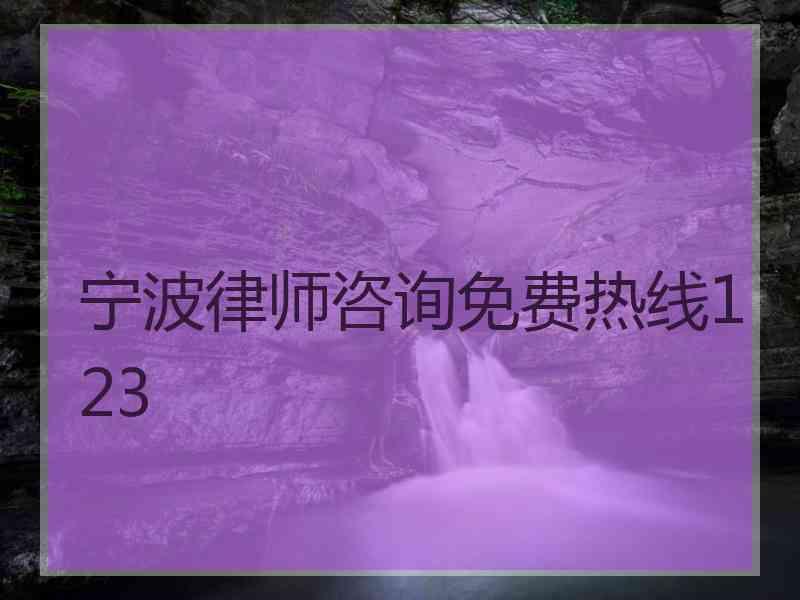 宁波律师咨询免费热线123