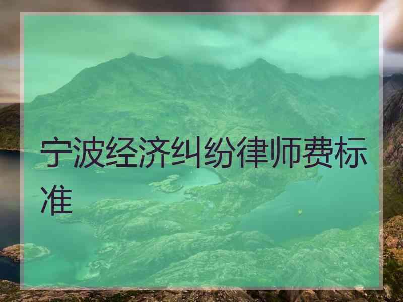 宁波经济纠纷律师费标准