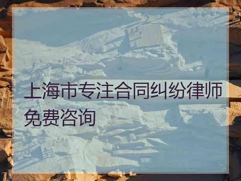 上海市专注合同纠纷律师免费咨询