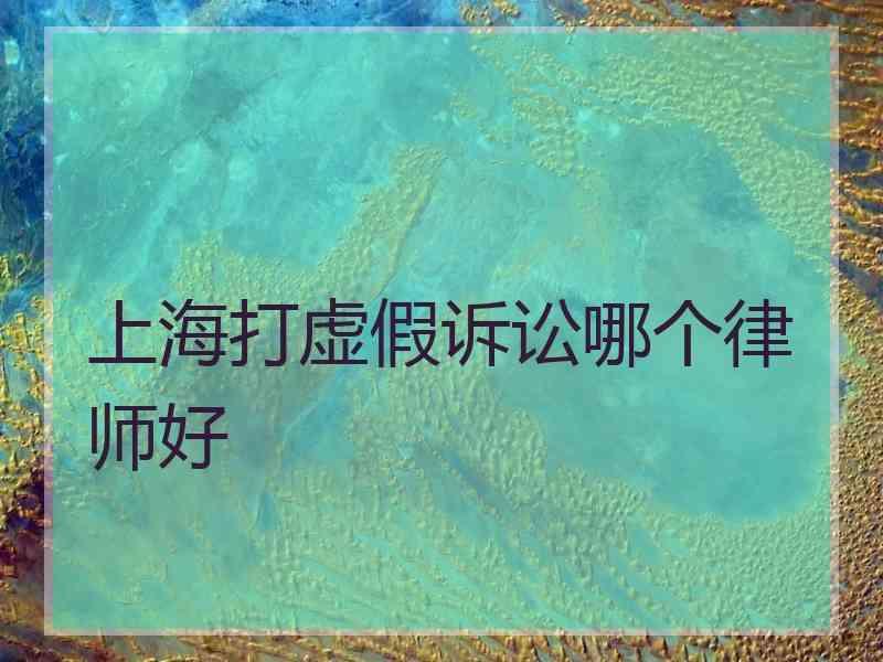 上海打虚假诉讼哪个律师好