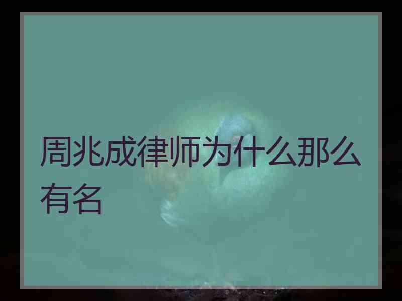 周兆成律师为什么那么有名