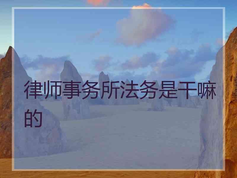 律师事务所法务是干嘛的