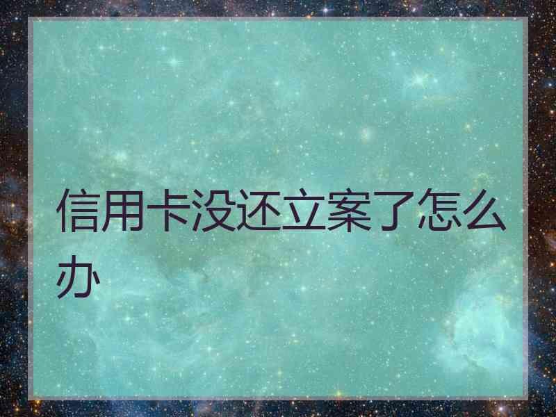 信用卡没还立案了怎么办