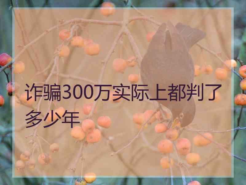 诈骗300万实际上都判了多少年