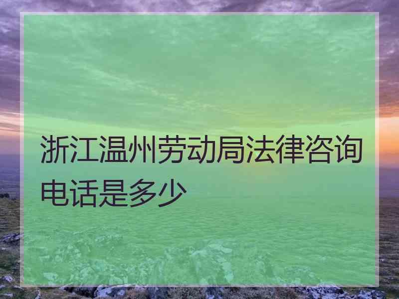 浙江温州劳动局法律咨询电话是多少