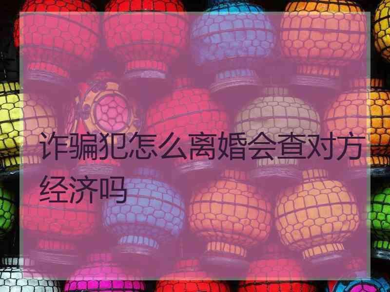 诈骗犯怎么离婚会查对方经济吗