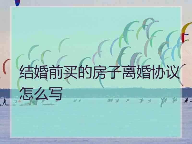 结婚前买的房子离婚协议怎么写