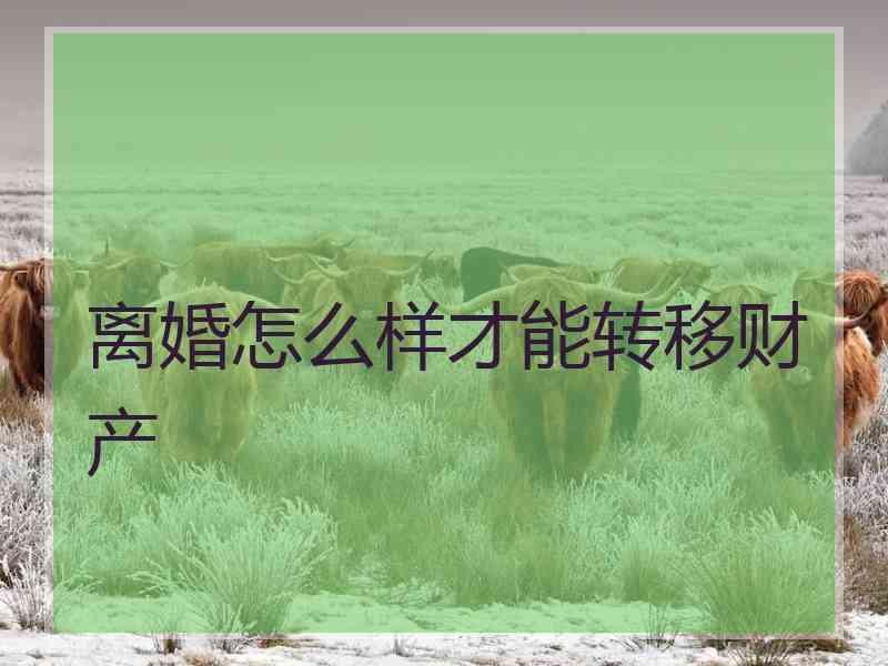 离婚怎么样才能转移财产