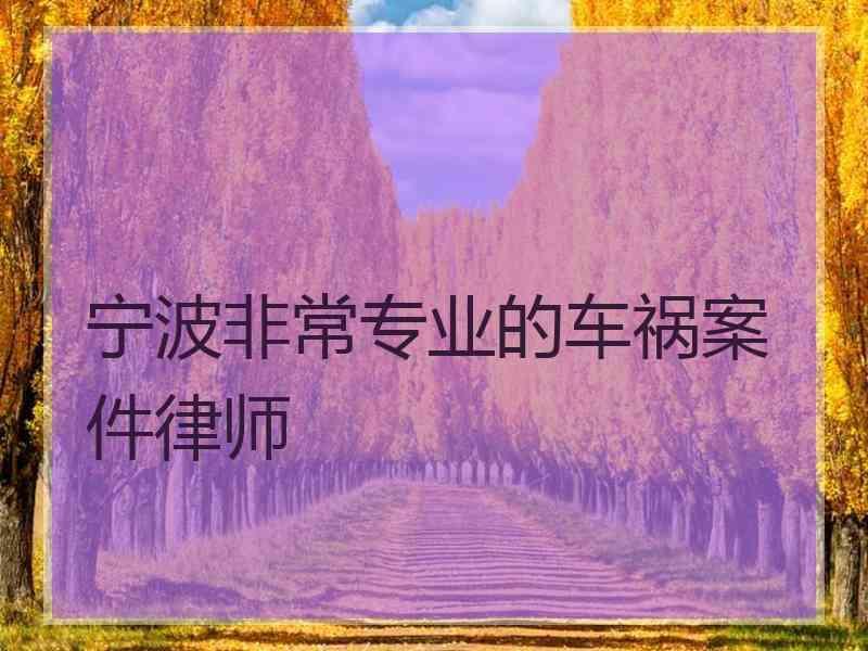 宁波非常专业的车祸案件律师