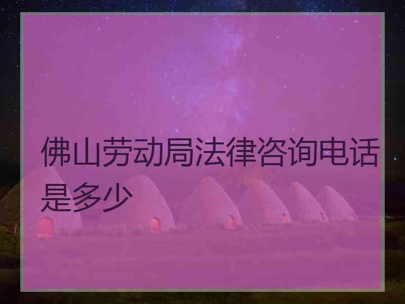 佛山劳动局法律咨询电话是多少