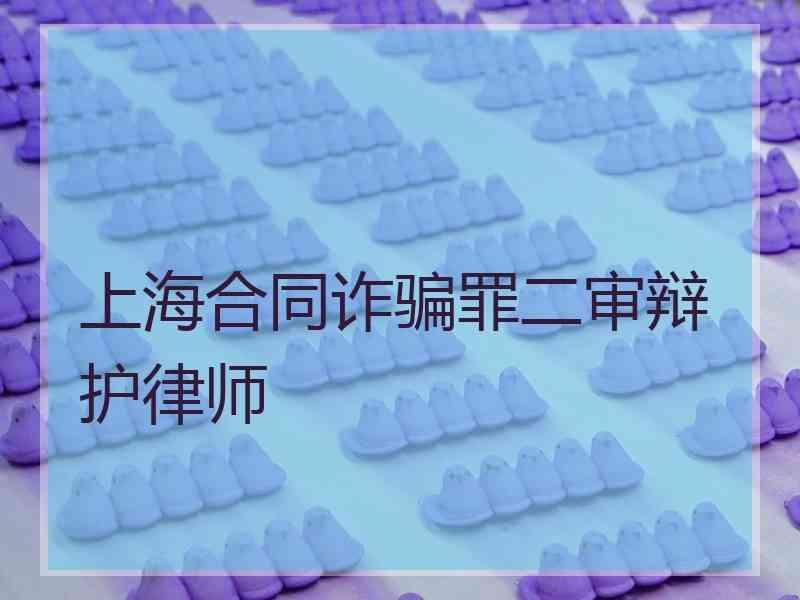 上海合同诈骗罪二审辩护律师